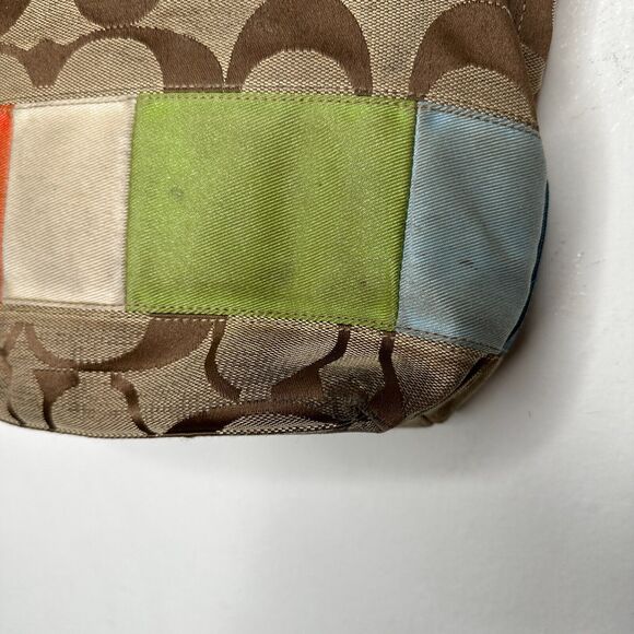 Coach Signature Multi-Color Leather Canvas Bag #10859 Clip Close Handle - Picture 4 of 14